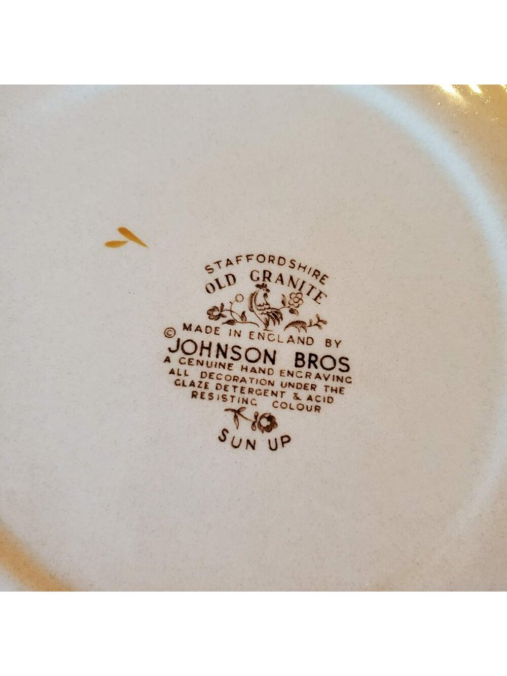 Johnson Bros "Sun Up" Dinner Plate 10" 1960s Vintage England Rooster Design - Picture 4 of 5
